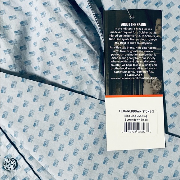 Soft Blue Nine Line Men’s Button Down - Picture 2 of 6